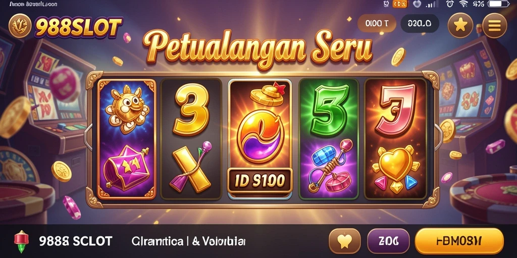 Tampilan layar permainan 988SLOT yang memukau dan penuh warna.