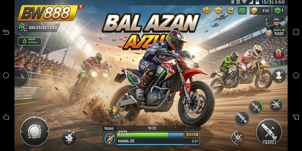 Tampilan gameplay BW888 yang menegangkan dalam balapan motor.