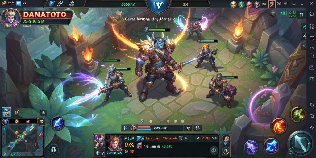 Gameplay mendebarkan dalam pertarungan MOBA yang intens.