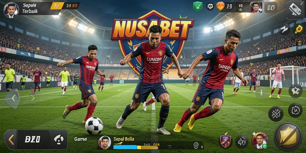 Gameplay menarik NUSABET dengan aksi sepak bola yang seru.