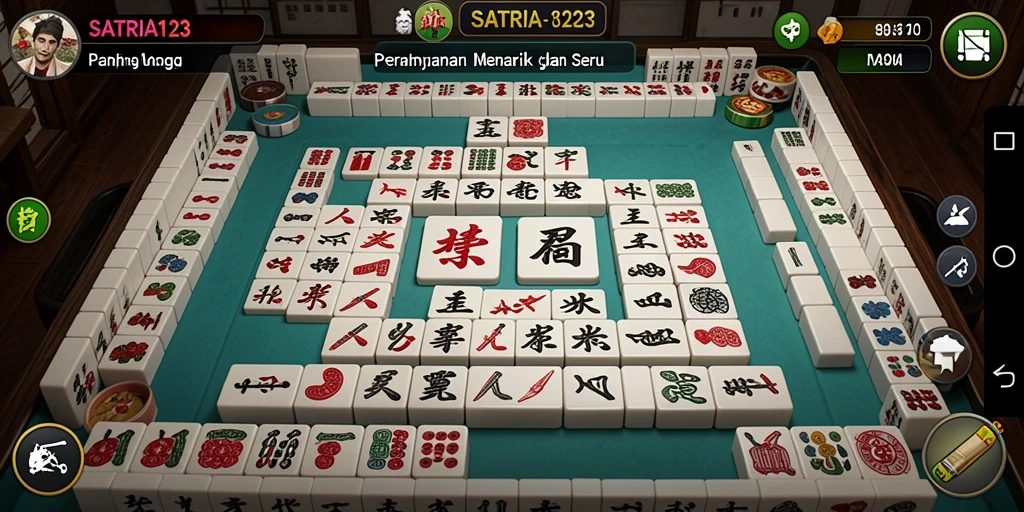 Tangkapan layar utama SATRIA123 menampilkan gameplay Mahjong yang mengasyikkan.