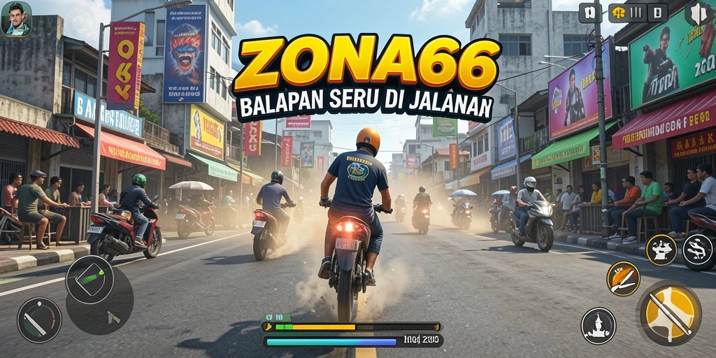 Gameplay ZONA66 menampilkan balapan dengan grafis memukau dan mobil kencang.